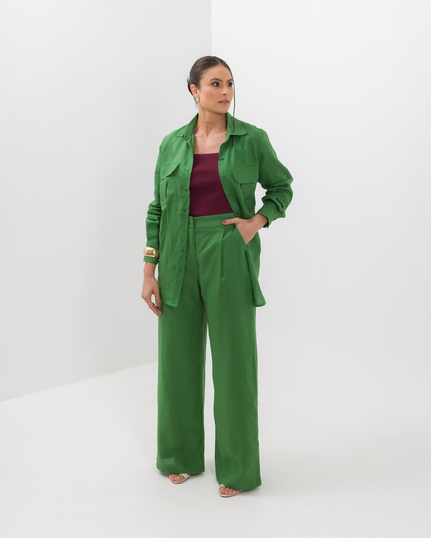 Calça Alfaiataria Reta 100% Linho -  Maitê